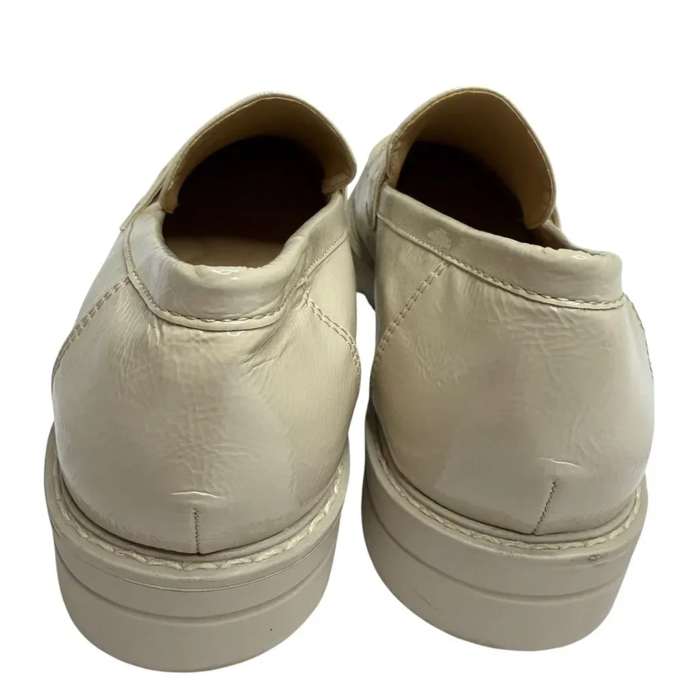 New York & Co Halle Lug Sole Loafer Shoe Faux Patent Leather Women Beige 10 NWOT